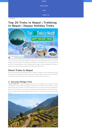 Top 20 Treks in Nepal | Trekking in Nepal | Happy Holiday Treks