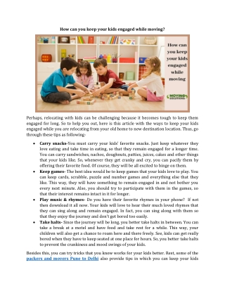 How can you keep your kids engaged while moving?