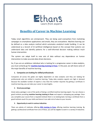 Top 4 Benefits of Machine Learning as Career