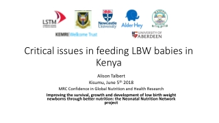 Critical issues in feeding LBW babies in Kenya