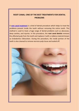 Root Canal One Of The Best Treatments For Dental Problems