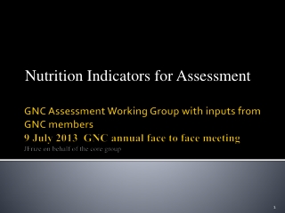 Nutrition Indicators for Assessment