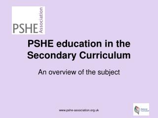 PSHE education in the Secondary Curriculum