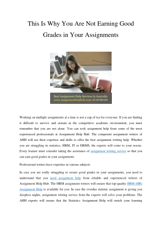This is Why You Are Not Earning Good Grades in Your Assignments - Assignment Help Hub