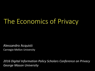 The Economics of Privacy