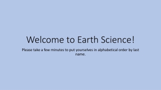 Welcome to Earth Science!
