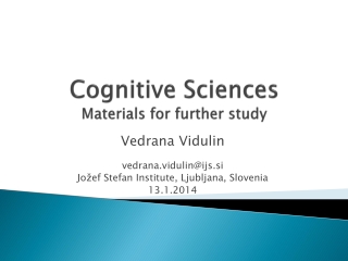 Cognitive Sciences Materials for further study