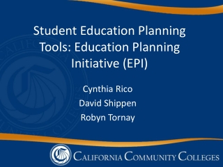 Student Education Planning Tools: Education Planning Initiative (EPI)