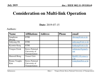 Consideration on Multi-link Operation