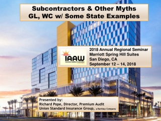 Subcontractors &amp; Other Myths GL, WC w/ Some State Examples