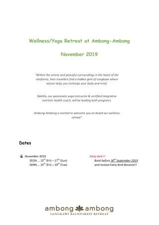 Wellness/Yoga Retreat at Ambong-Ambong