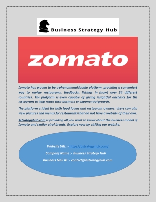 Zomato Business Model - Bstrategyhub.com