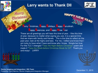 Larry wants to Thank DII