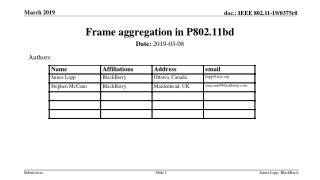 Frame aggregation in P802.11bd