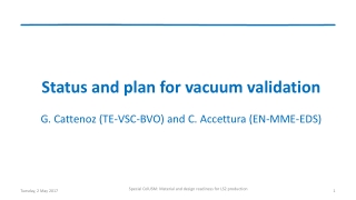 Status and plan for vacuum validation G. Cattenoz (TE-VSC-BVO) and C. Accettura (EN-MME-EDS)