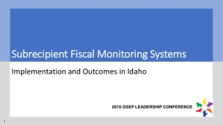 Subrecipient Fiscal Monitoring Systems