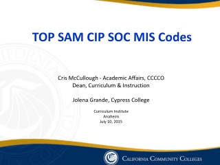 TOP SAM CIP SOC MIS Codes