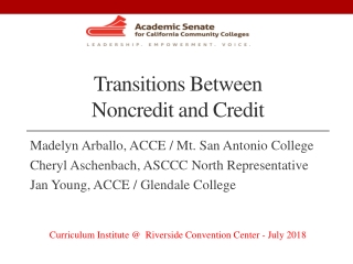 Transitions Between Noncredit and Credit