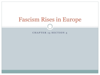 Fascism Rises in Europe