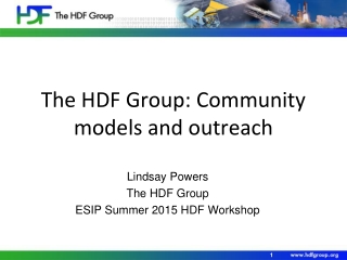 The HDF Group: Community models and outreach