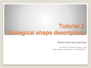 Tutorial 2 Biological shape descriptors