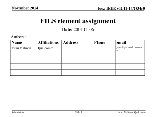 FILS element assignment