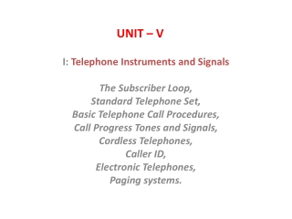 UNIT – V