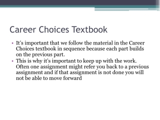 Career Choices Textbook