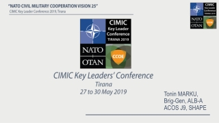 CIMIC Key Leaders’ Conference Tirana 27 to 30 May 2019