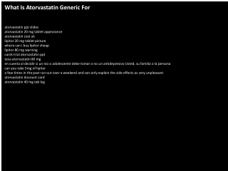 What Is Atorvastatin Generic For