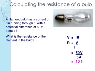 Calculating the resistance of a bulb