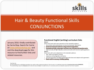 Hair &amp; Beauty Functional Skills CONJUNCTIONS