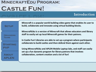 MinecraftEdu Program: Castl e Fun!