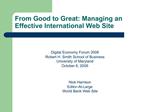 From Good to Great: Managing an Effective International Web Site