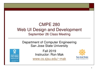 CMPE 280 Web UI Design and Development September 26 Class Meeting