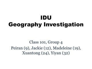 IDU Geography Investigation