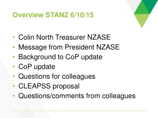 Overview STANZ 6/10/15