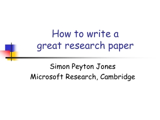 How to write a great research paper