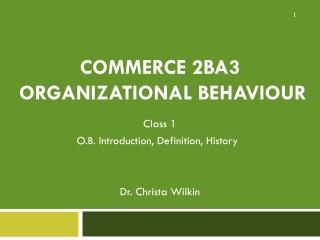 Commerce 2BA3 Organizational Behaviour