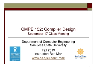 CMPE 152: Compiler Design September 17 Class Meeting