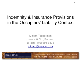 Indemnity &amp; Insurance Provisions in the Occupiers’ Liability Context