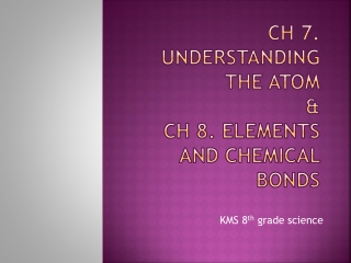 Ch 7. Understanding the atom &amp; Ch 8. elements and chemical bonds