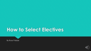 How to Select Electives