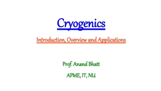 Cryogenics Introduction, Overview and Applications Prof. Anand Bhatt APME, IT, NU