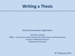 Writing a Thesis