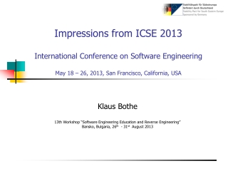 Klaus Bothe 13th Workshop “Software Engineering Education and Reverse Engineering”