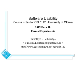 Software Usability Course notes for CSI 5122 - University of Ottawa