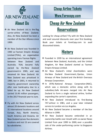 Air New Zealand - New Zealand Flights | Farecopy.com