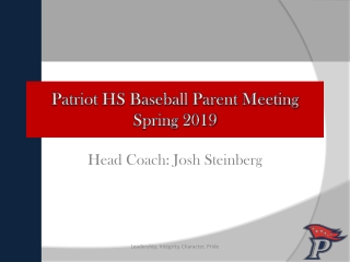 Patriot HS Baseball Parent Meeting Spring 2019