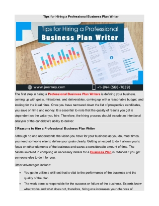 Tips for Hiring a Professional Business Plan Writer